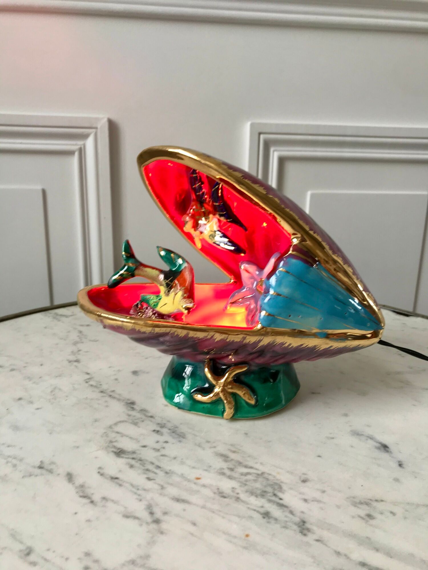 Ceramic table lamp vallauris model "moule" 70s
