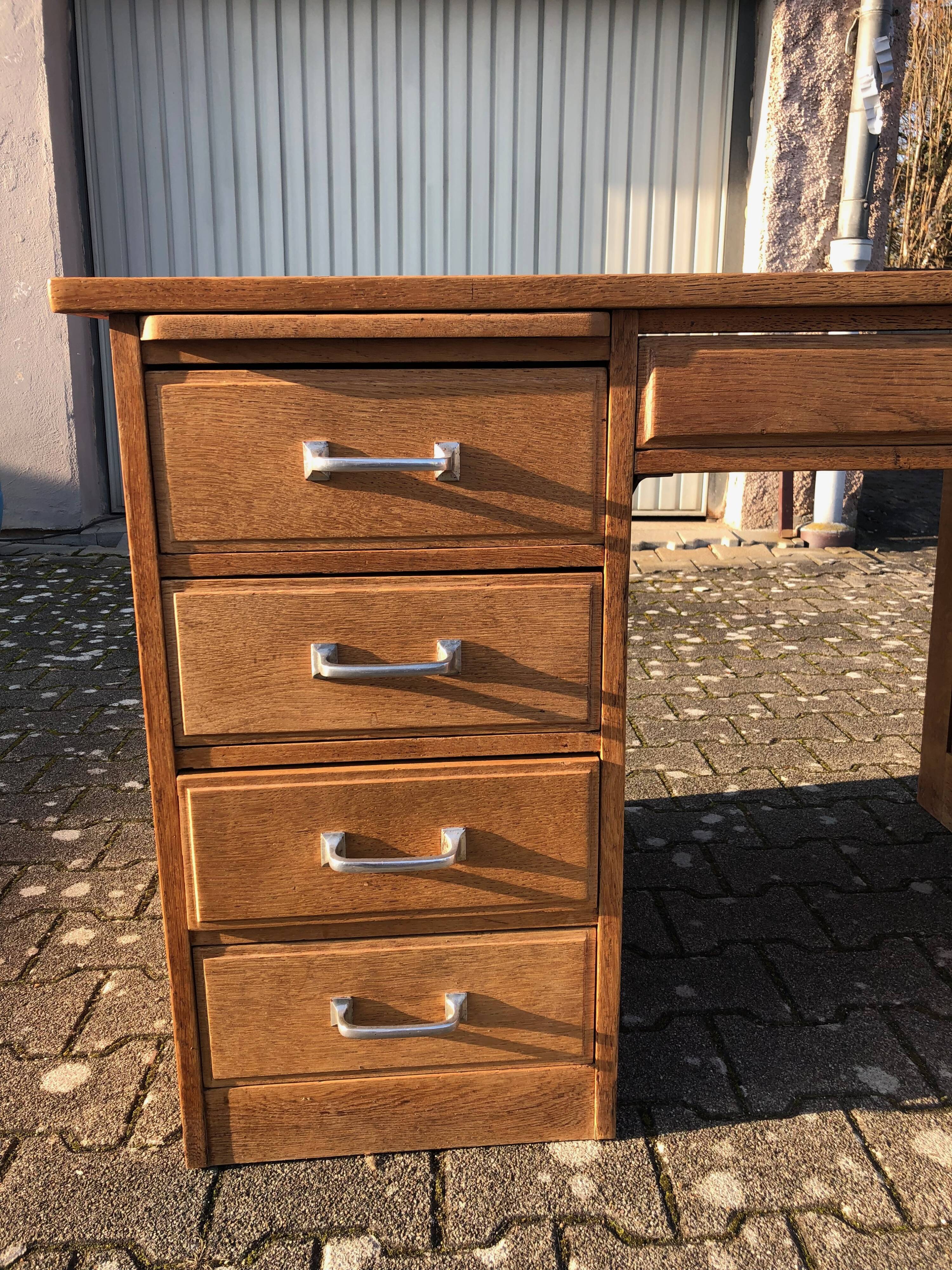 Solid oak office two caissons