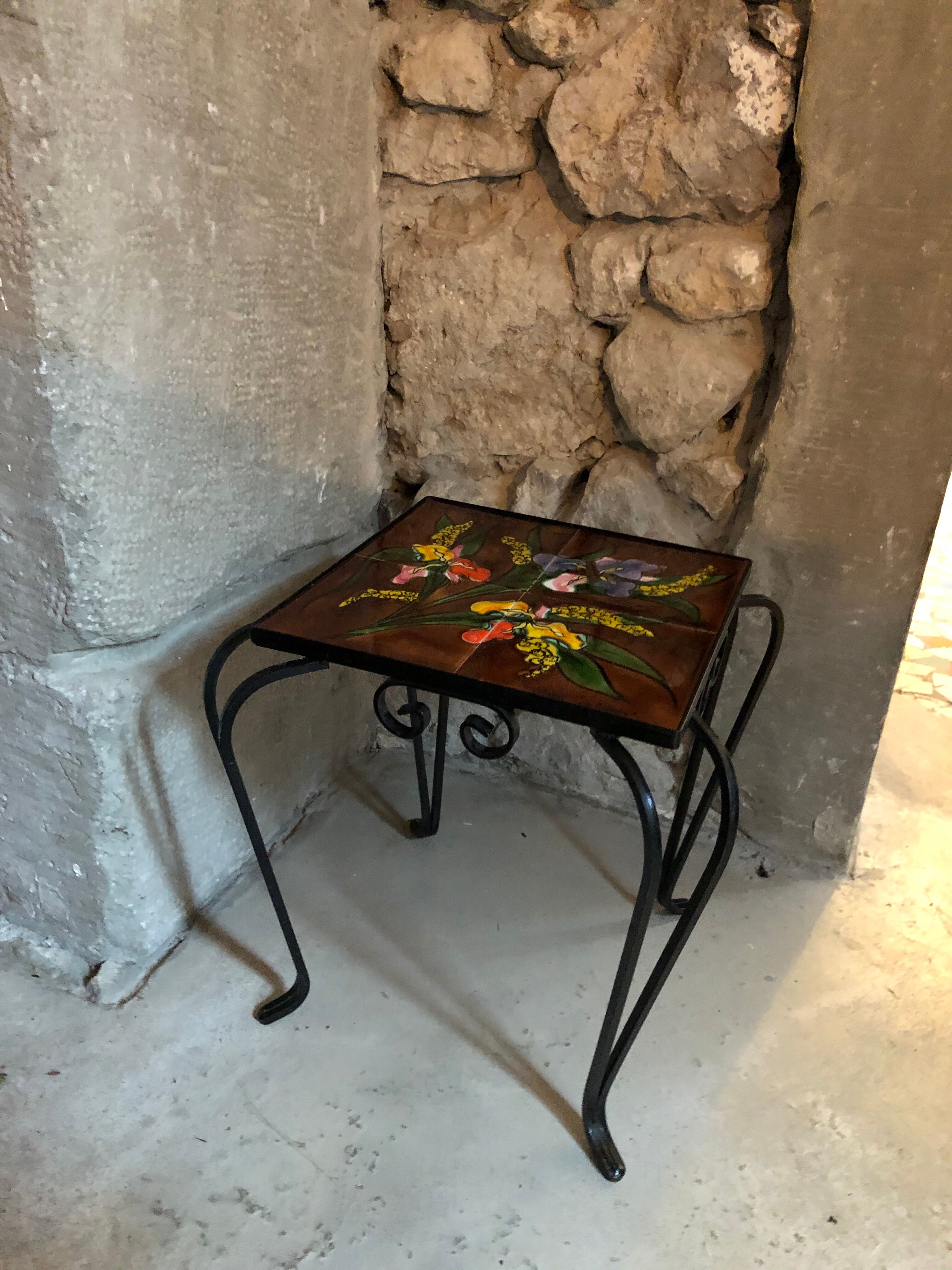 Vintage table 70 ceramic vallauris signed la grange