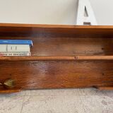 Vintage solid oak geometric wall shelf