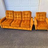 Ensemble canapé fauteuil vintage velours