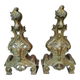 Louis XV style gilded bronze andirons
