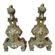 Chenets en bronze doré style Louis XV