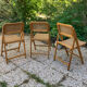 Lot de 3 chaises pliantes en bois et cannage
