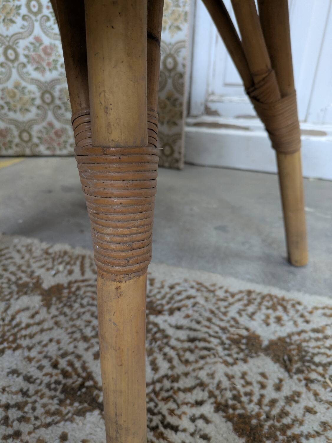 Rattan and glass coffee table