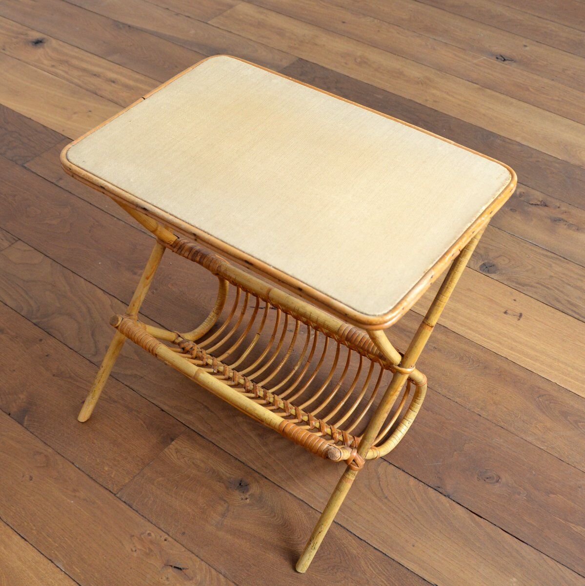 Magazine holder bamboo wood and rattan 1960s