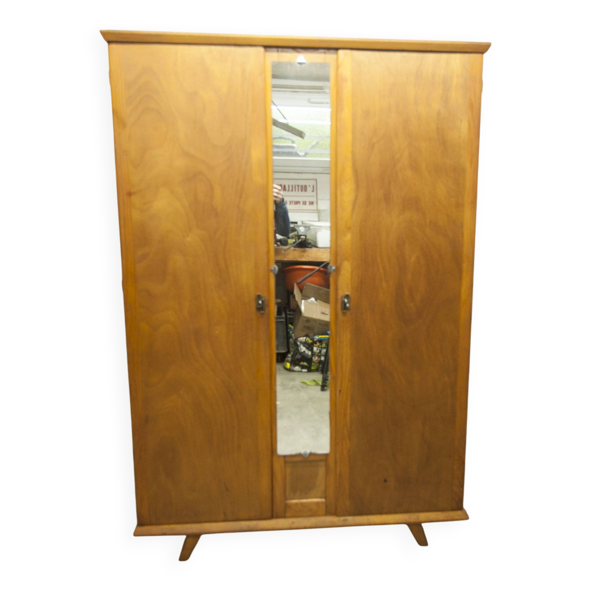 1950s Parisian wardrobe with mirror, 135 x 19 cm