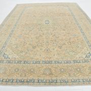 Sky Blue Hand Knotted Antique Vintage Persian Tabriz Rug, 293x407 Cm