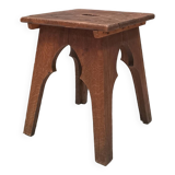 Brutalist old solid oak stool