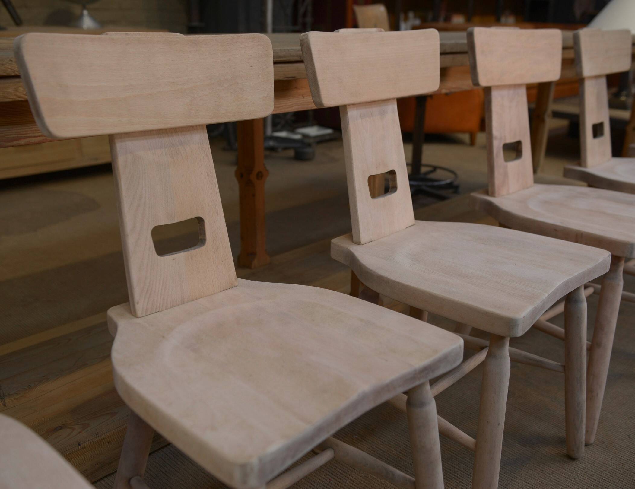 Set of 3 beech chairs 1960