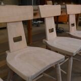Set of 3 beech chairs 1960