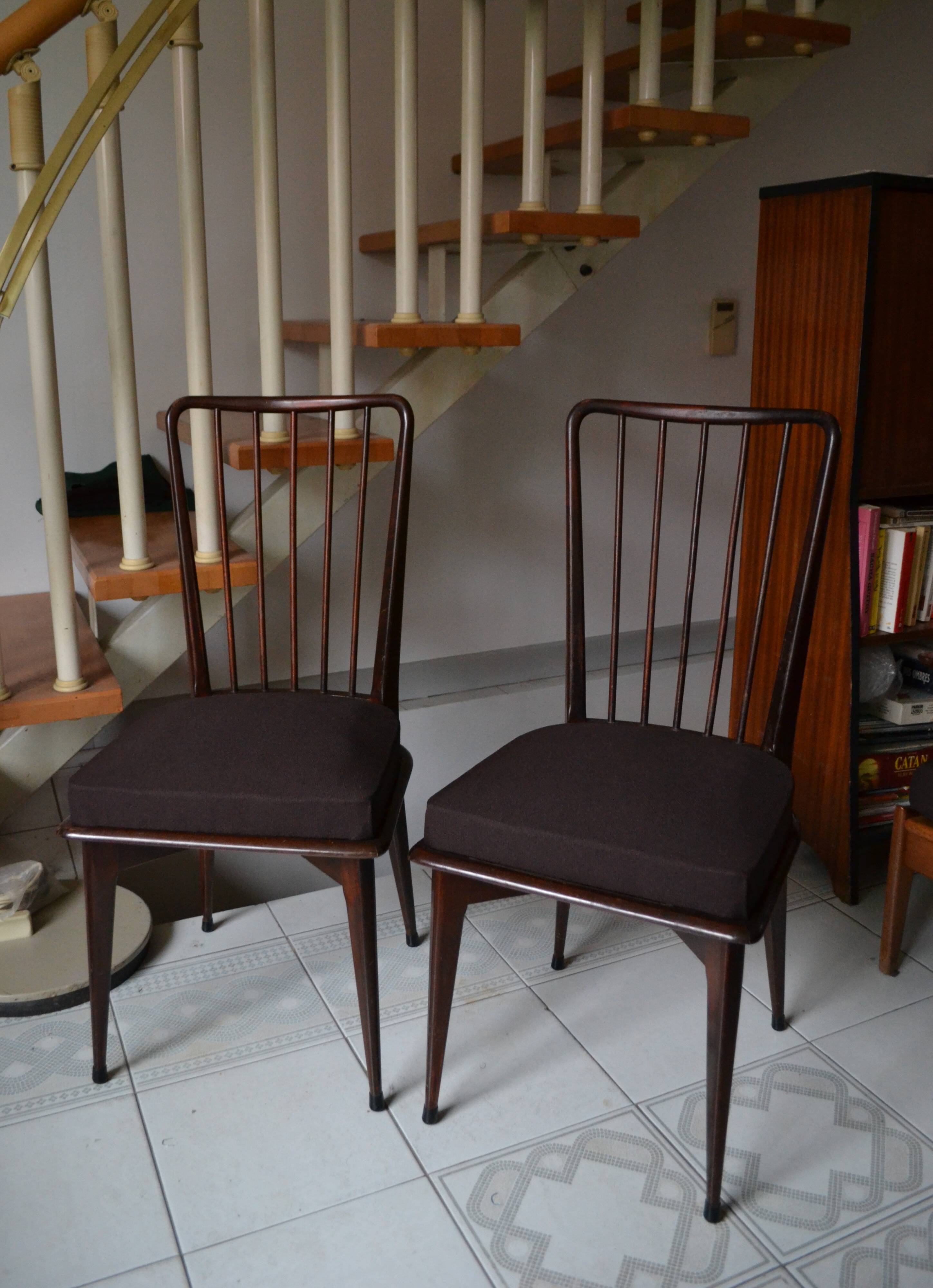 Pair of vintage charles Ramos chairs solid beech