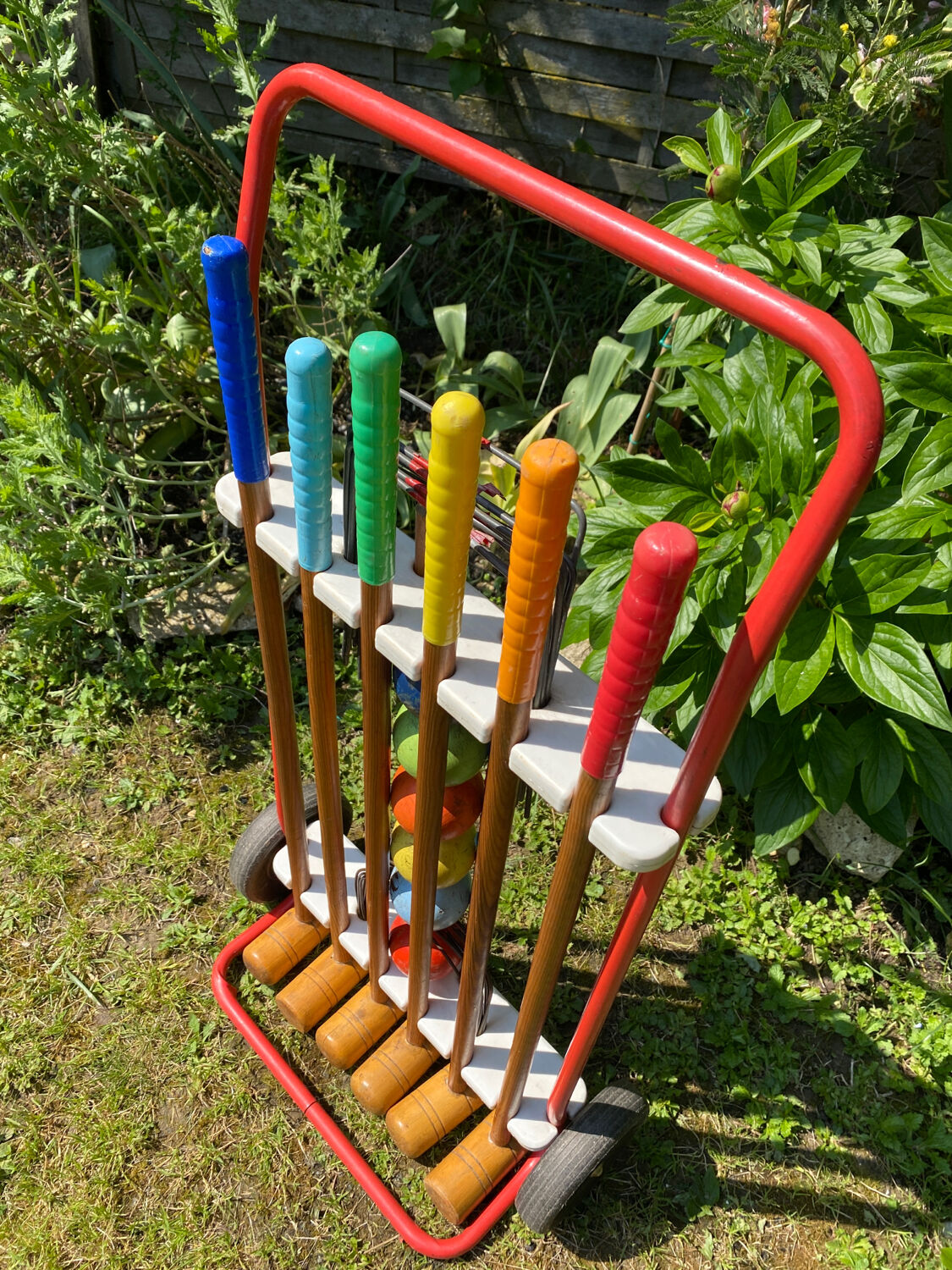 Vintage wooden croquet game
