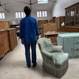 Green velvet tub chair