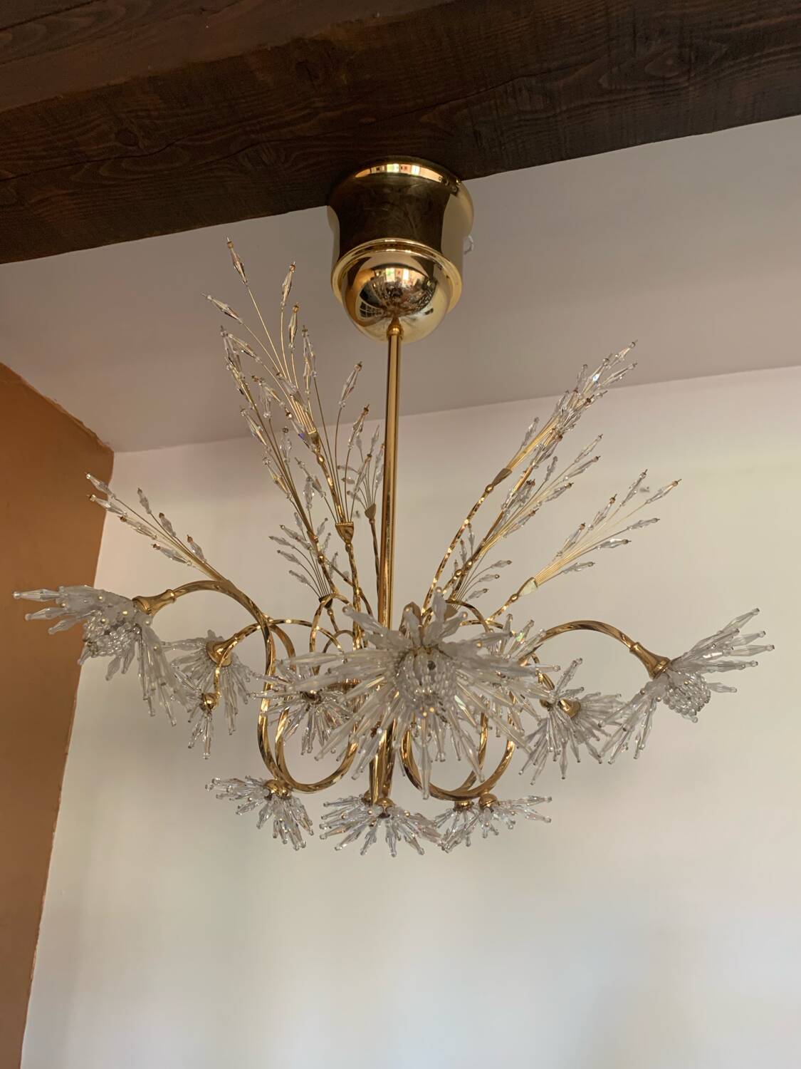 Profili studio chandelier gold plated and Swarovski crystal