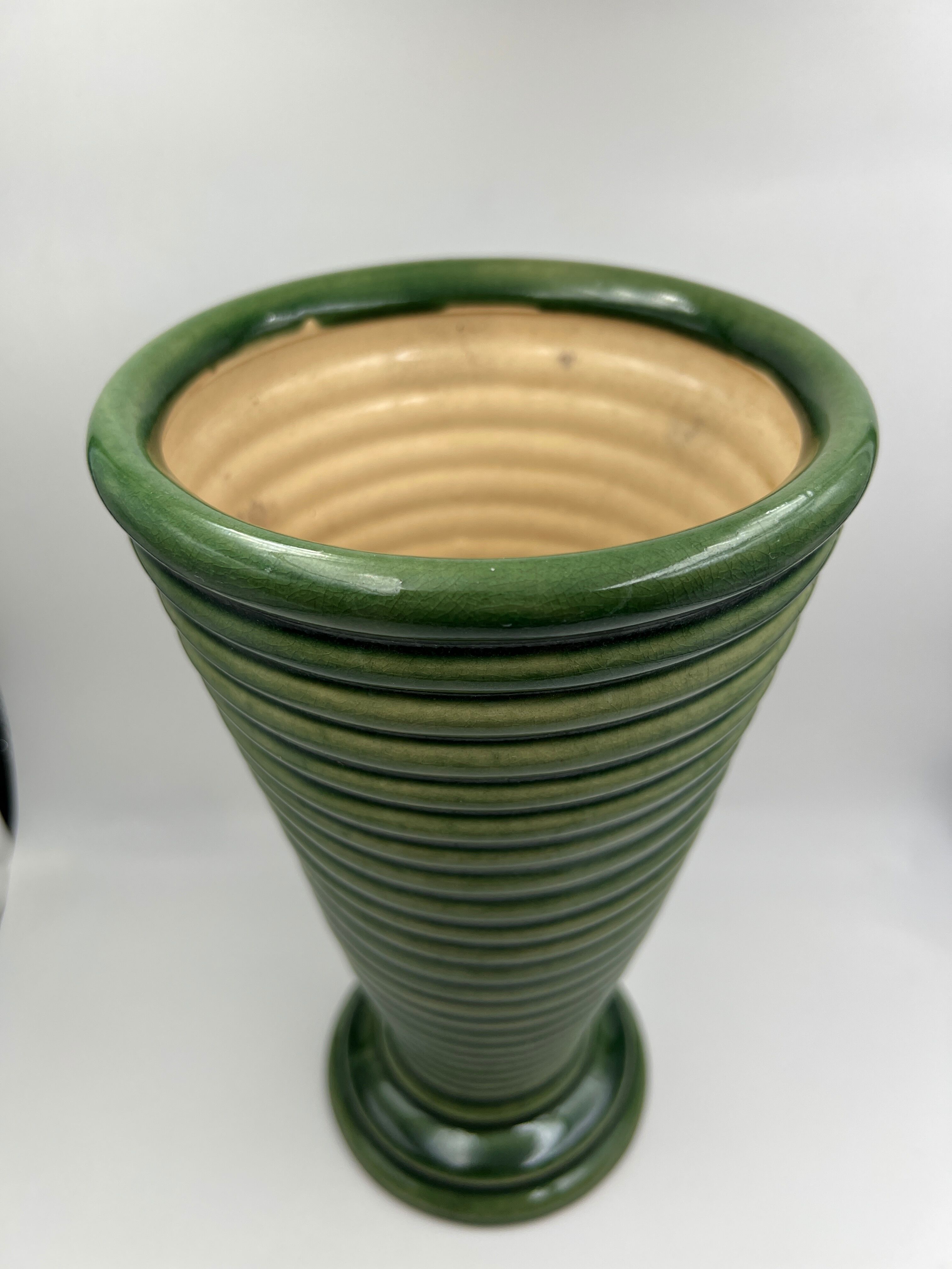 Green ceramic vase