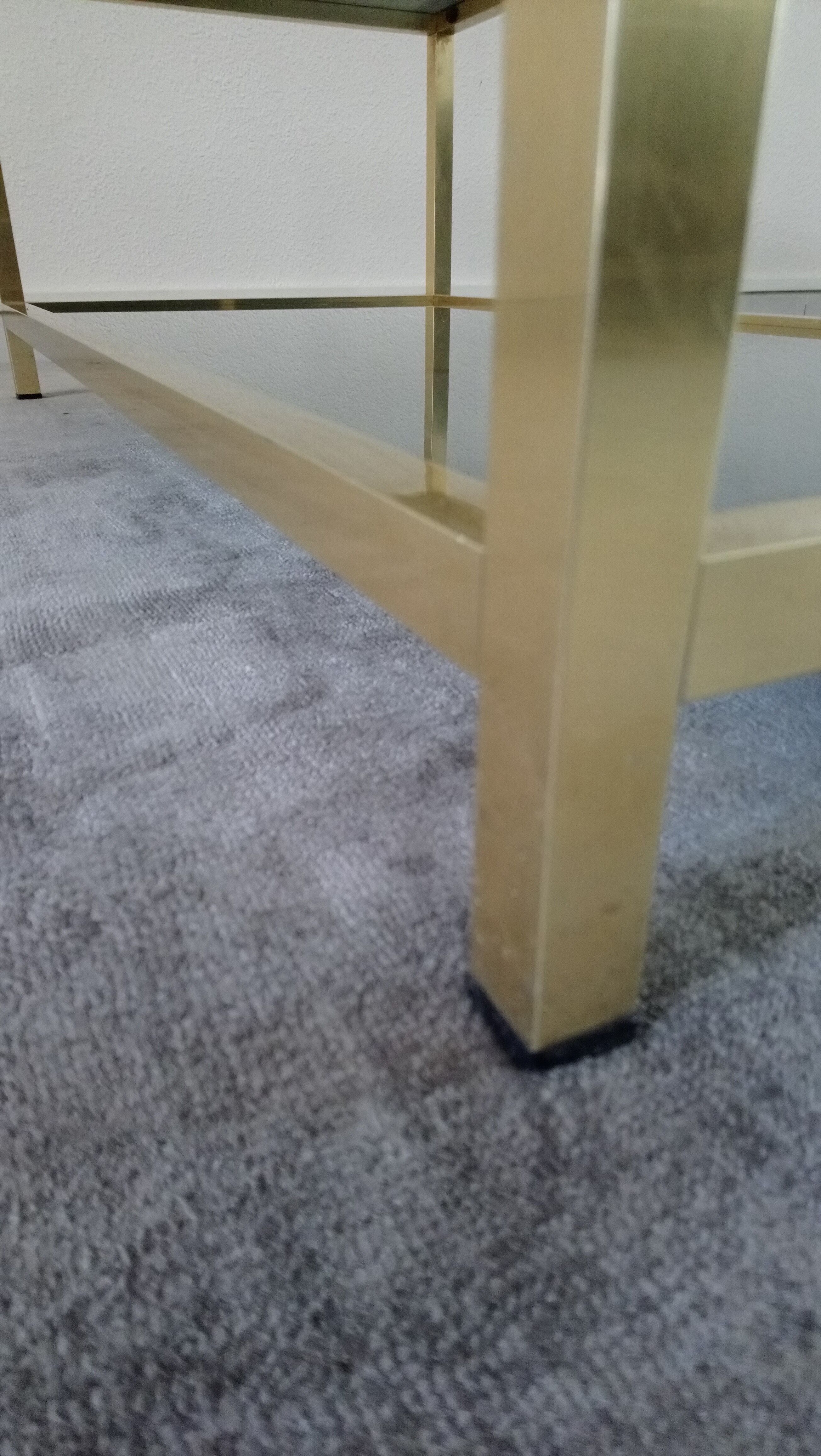 Table low brass and smoked glass 70s