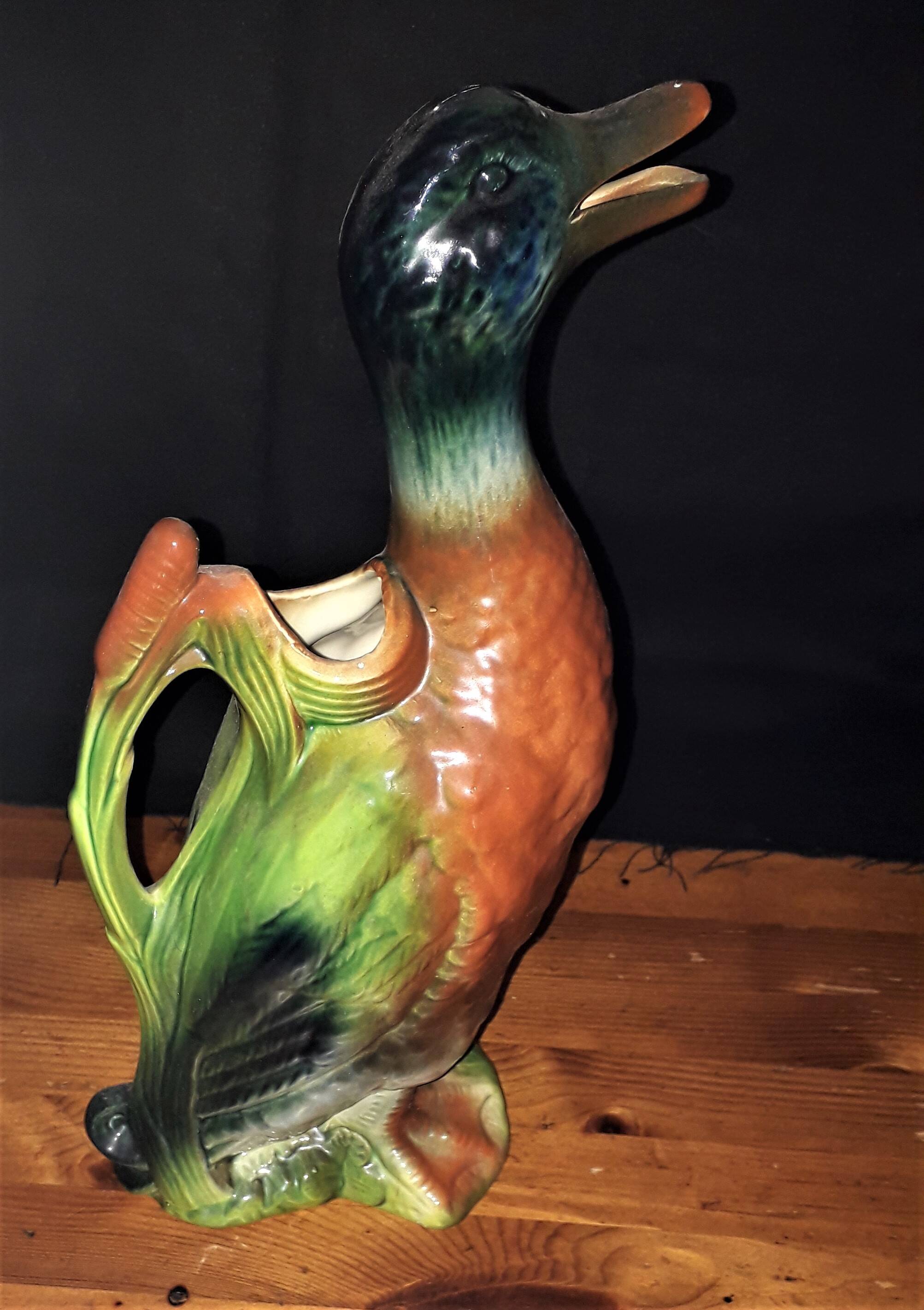 Saint Clément Earthenware Pitcher, Carafe, water pot, duck, Calais