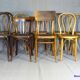Set of 24 mismatched bistro chairs, curved wood, 1920 to 1955 Thonet...