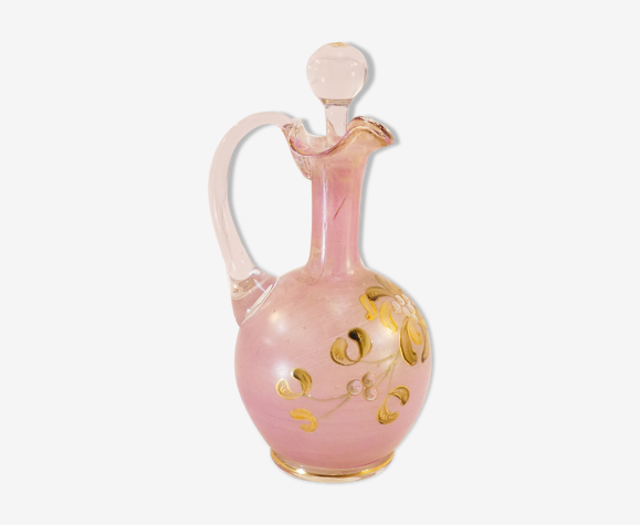 Carafe À liqueur en verre emaillé peint a la main vers 1900