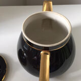 Vintage black and gold ceramic coffee pot, 1950s