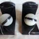 Pair of art-deco bookends in black marble with white veins