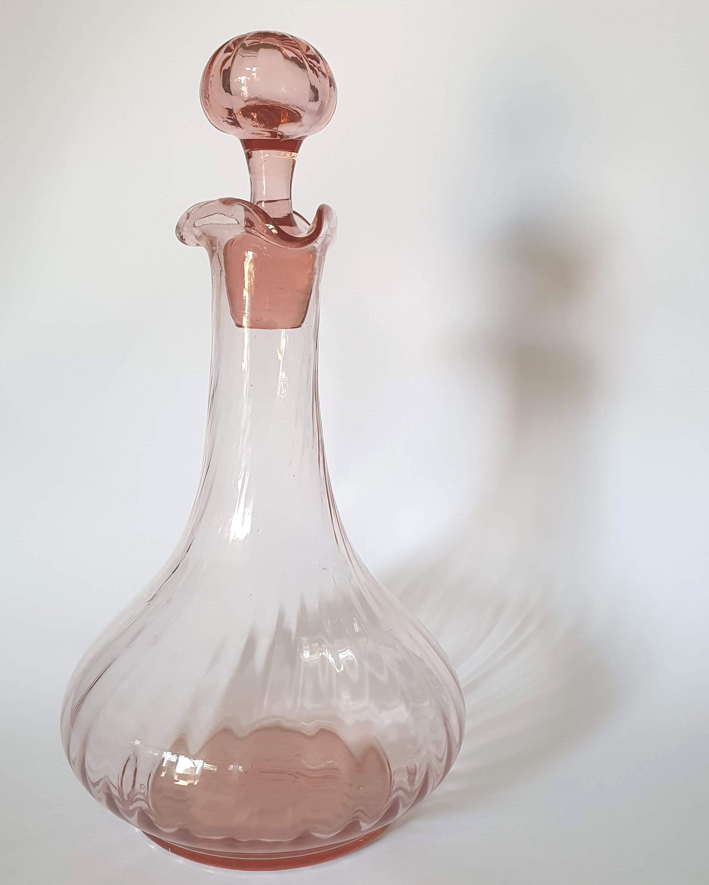 Pink glass decanter
