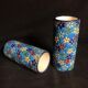 Pair of 19th-century roll vases in Longwy enamels