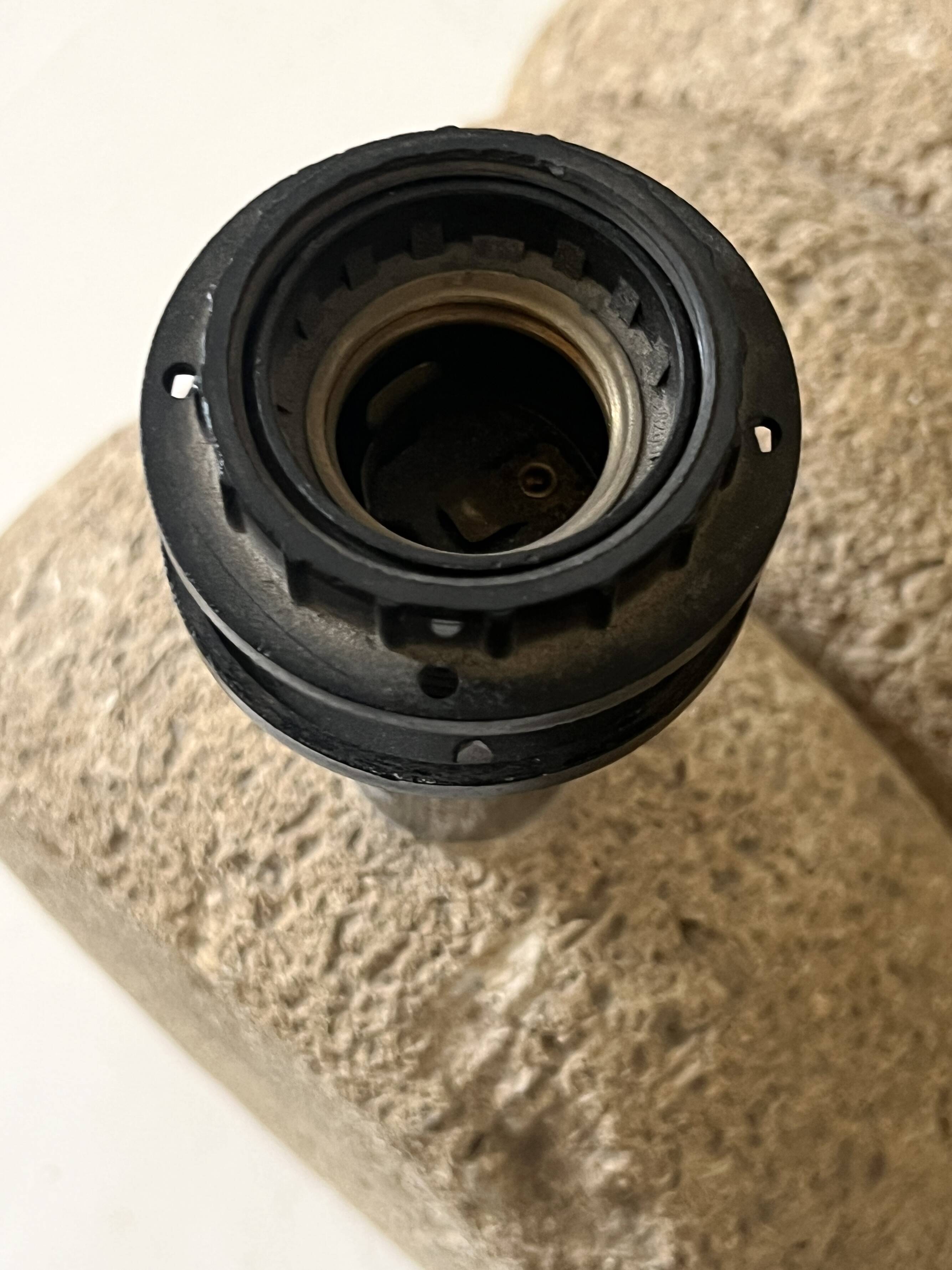 Sculptural lamp base in limestone by Albert Tormos or Fratelli.