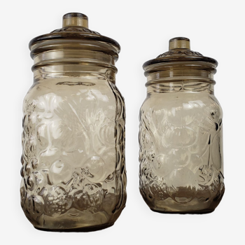 Antique jars with lids x2