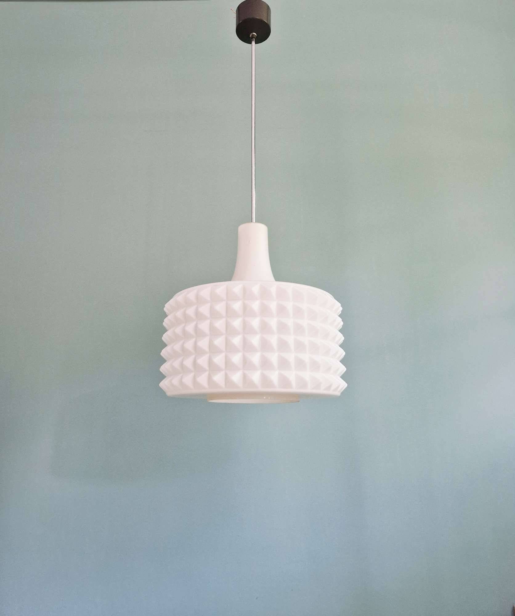 Large white opaline pendant light, Ivan Jakes design, 1960s