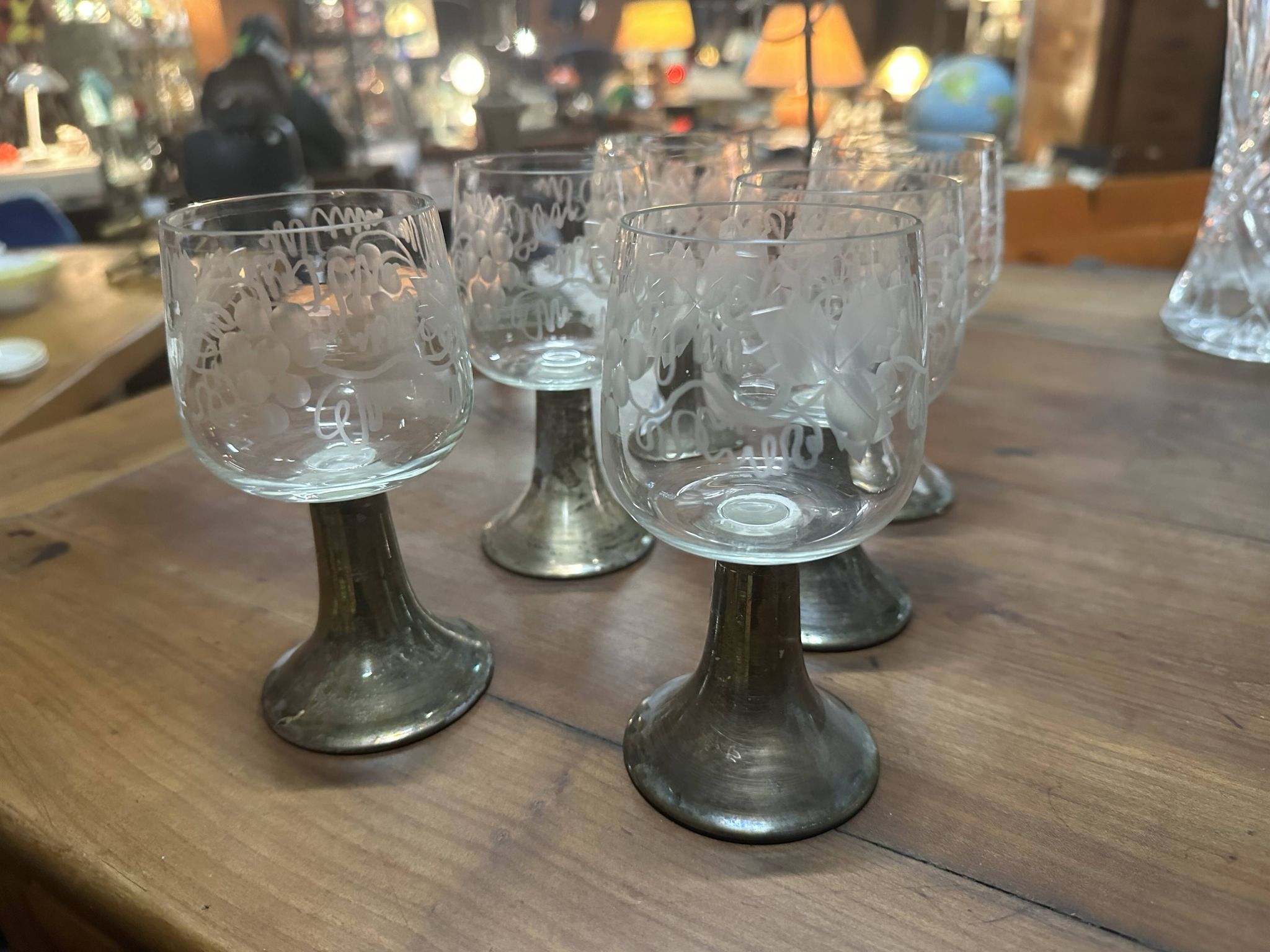 6 verres en métal argénté