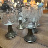 6 verres en métal argénté