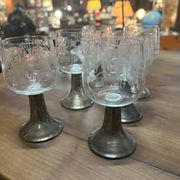6 verres en métal argénté