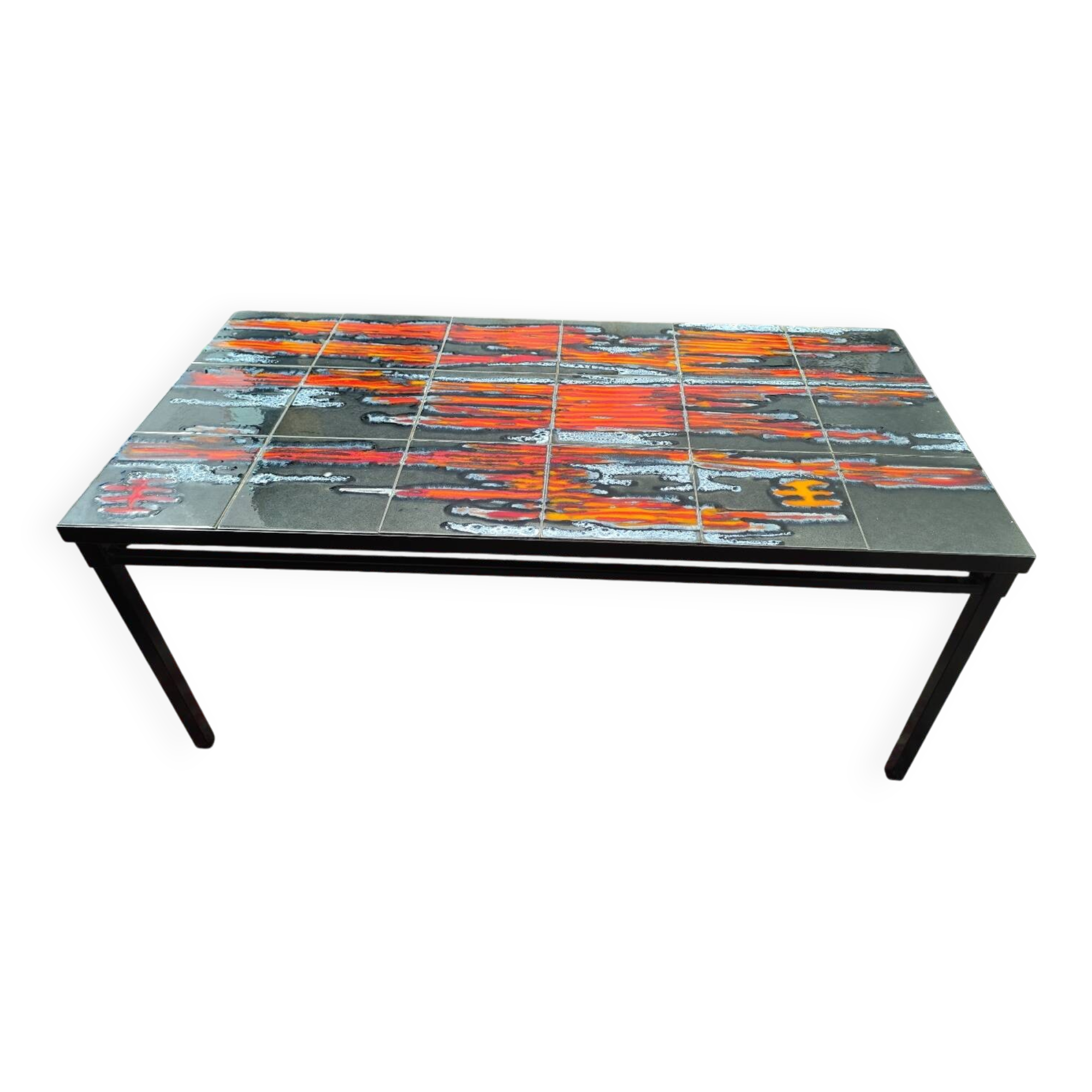 Vintage 1970s coffee table in Valauris style