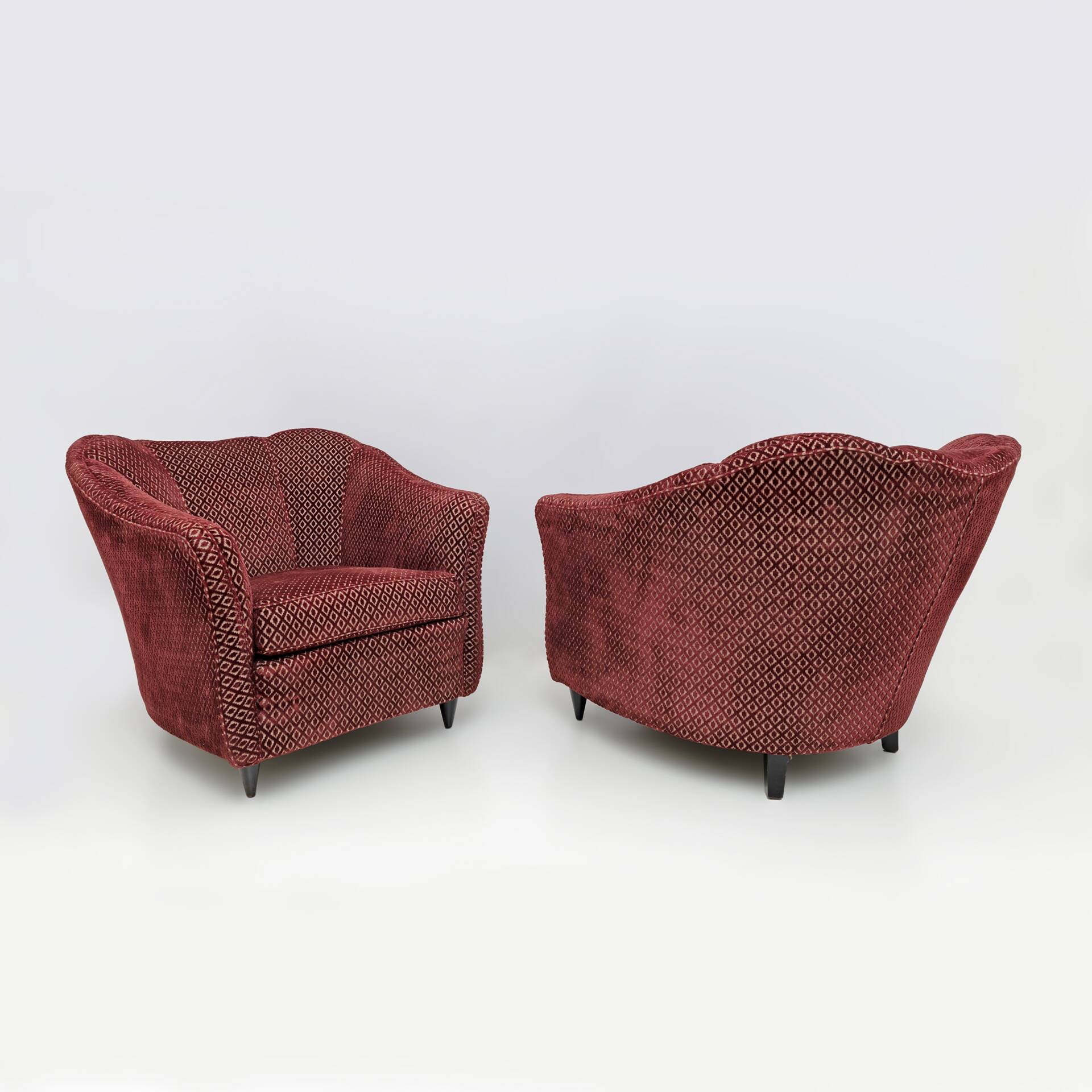 Pair of Gio Ponti Mid-Century Modern Velvet Armchairs for Casa e Giardino