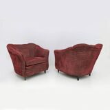 Pair of Gio Ponti Mid-Century Modern Velvet Armchairs for Casa e Giardino
