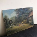 Huile sur carton scène pittoresque russe