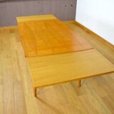 Vintage 1960s light oak table & compass legs