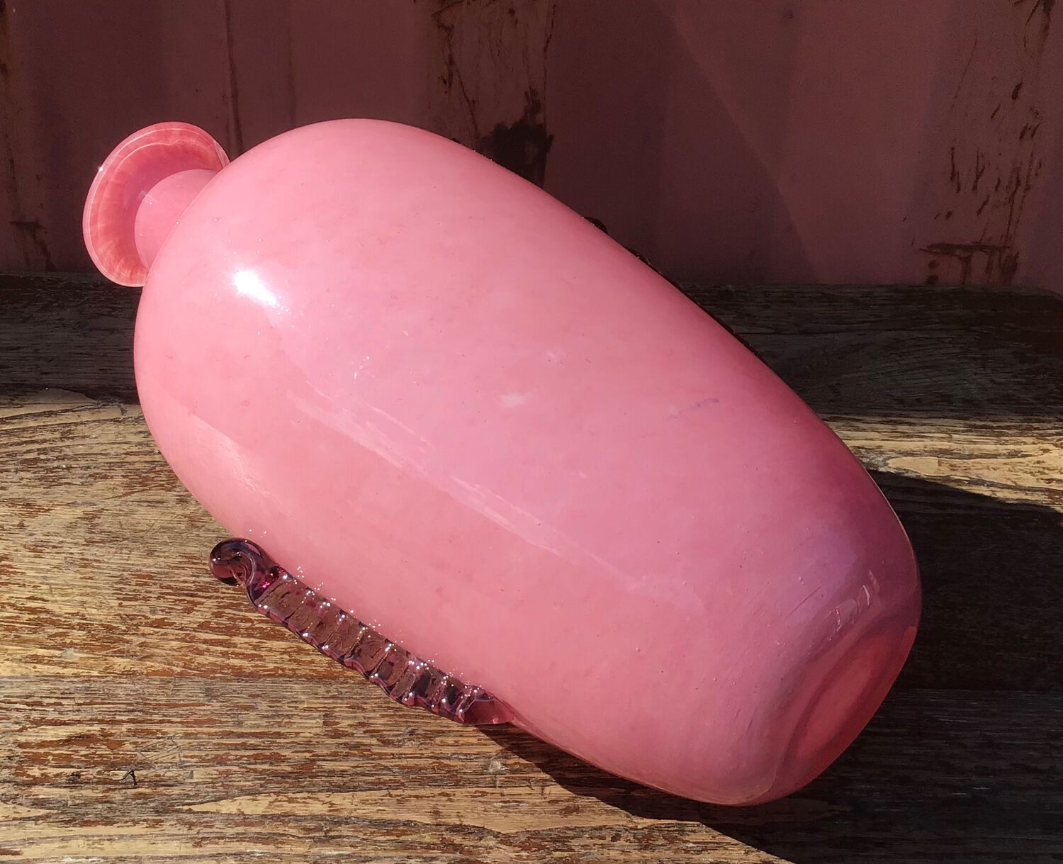 Art deco style pink glass vase