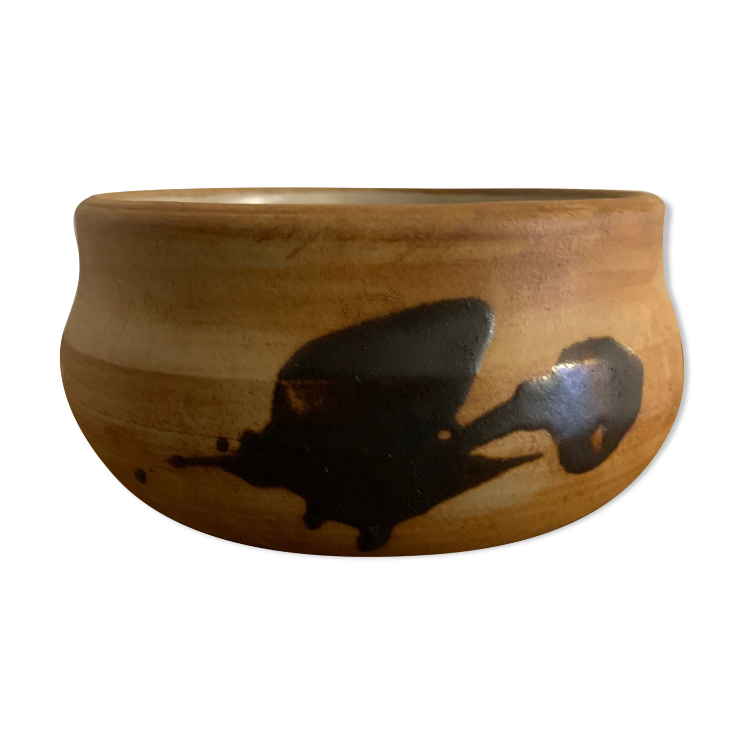 Enamelled sandstone bowl tachist Pottery of the Dove