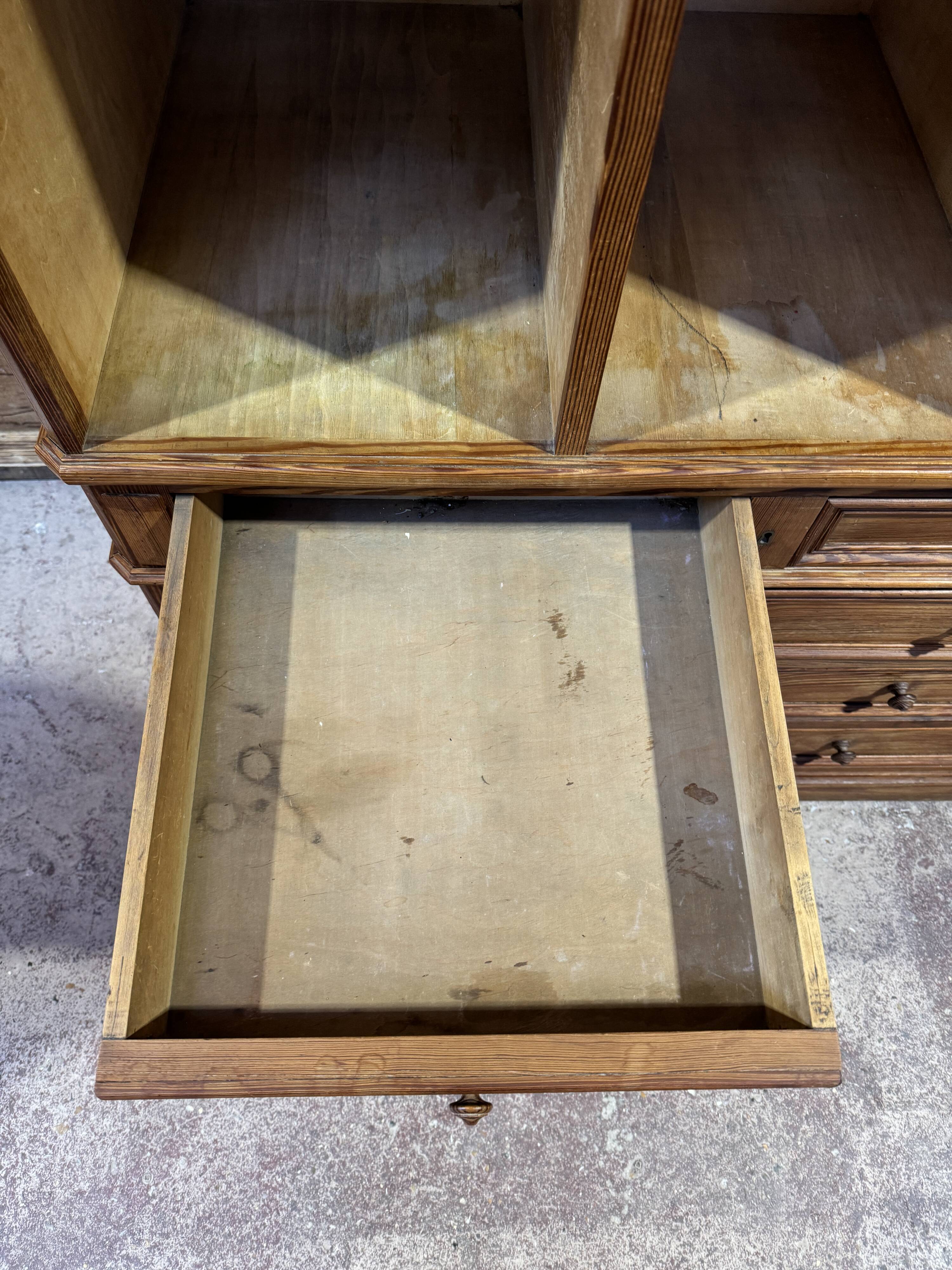 1950s pitch pine workshop cabinet