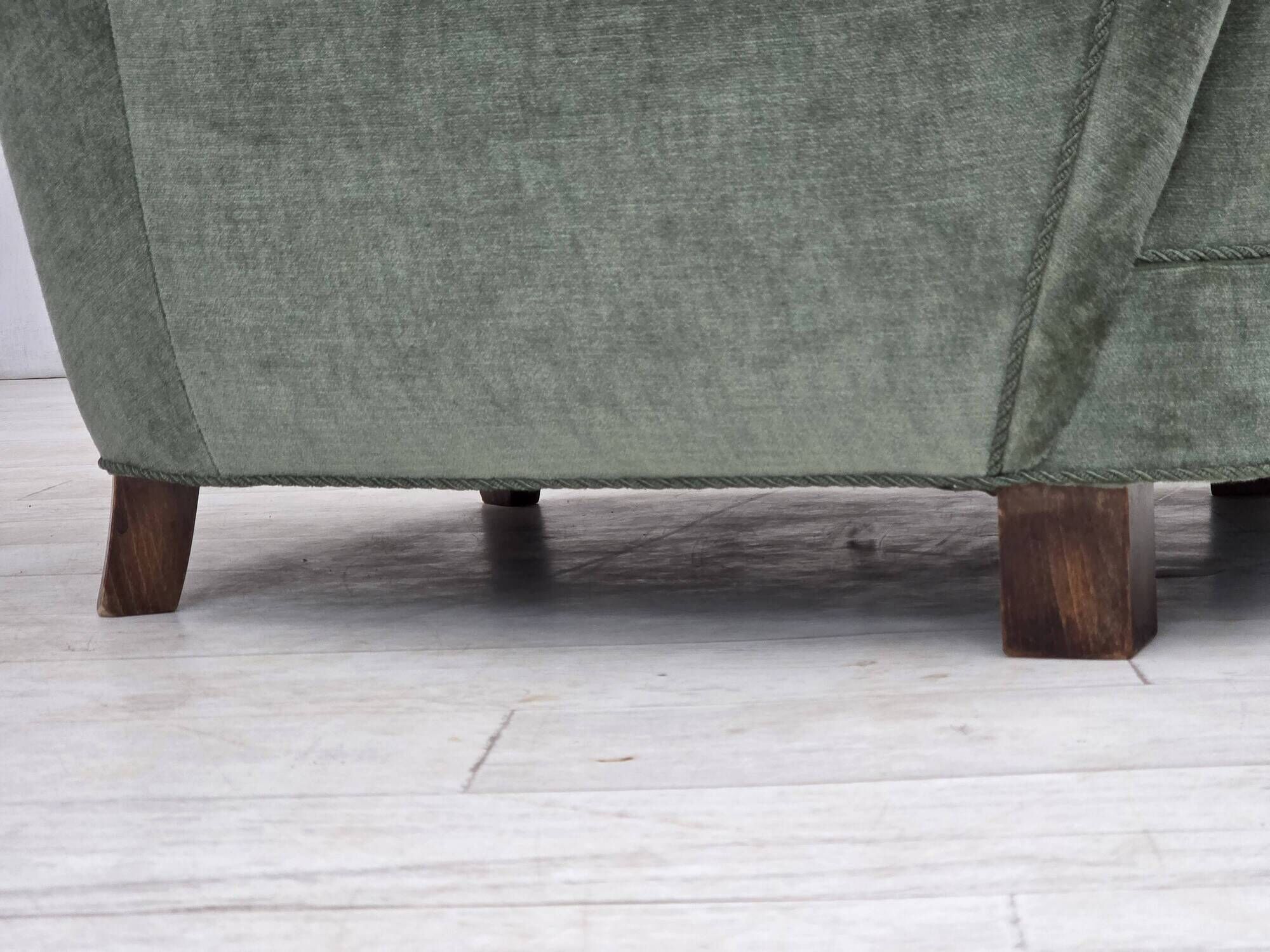 1960s, Danish highback relax chair, furniture velour, ash wood.