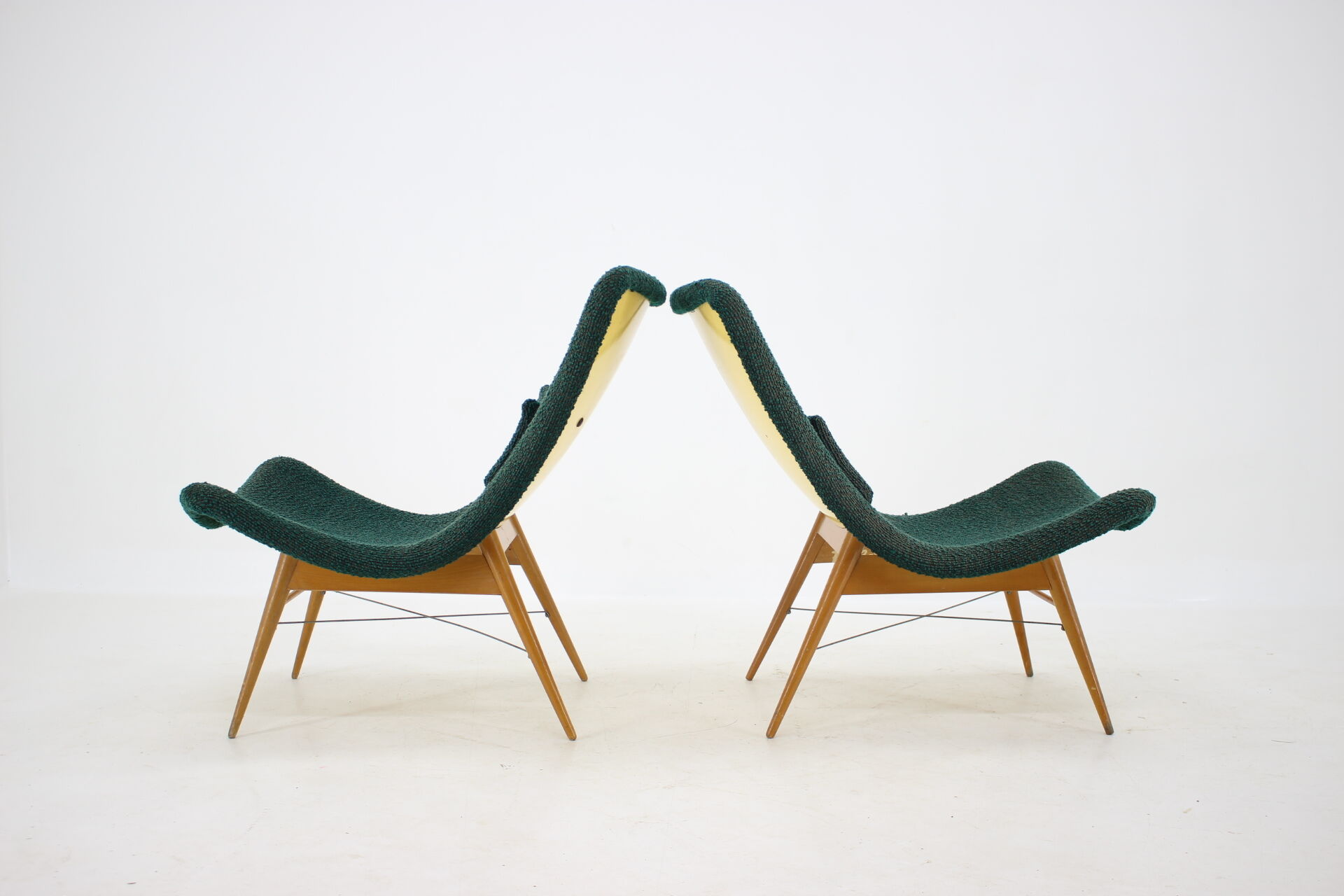 1960s Pair of Miroslav Navratil Shell Lounge Chairs, Czechoslovakia