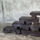 Small stool, black solid teak accent stool wabi-sabi L30 W8.5 H6.