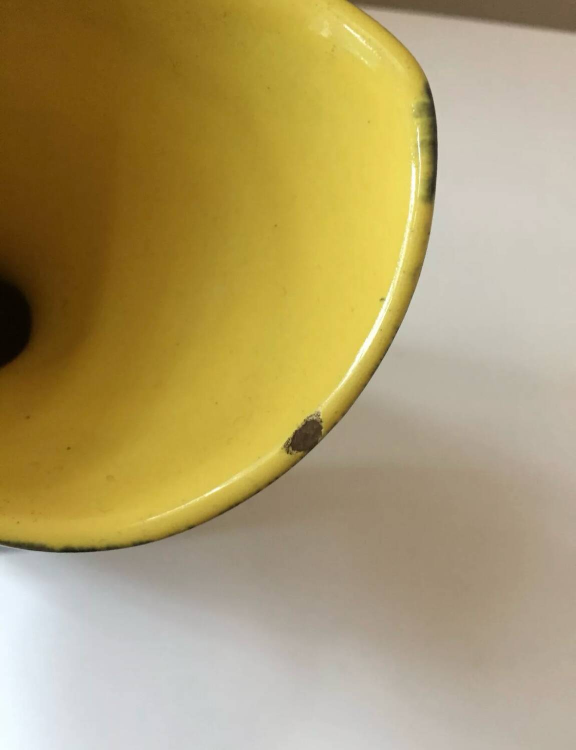 Vintage 1950s black and yellow ceramic vase in the Vallauris style
