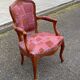 Bergère cabriolet armchair Louis XV in embroidered burgundy silk fabric.