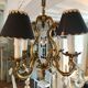 Cage chandelier 4 burners solid bronze and crystal pendants