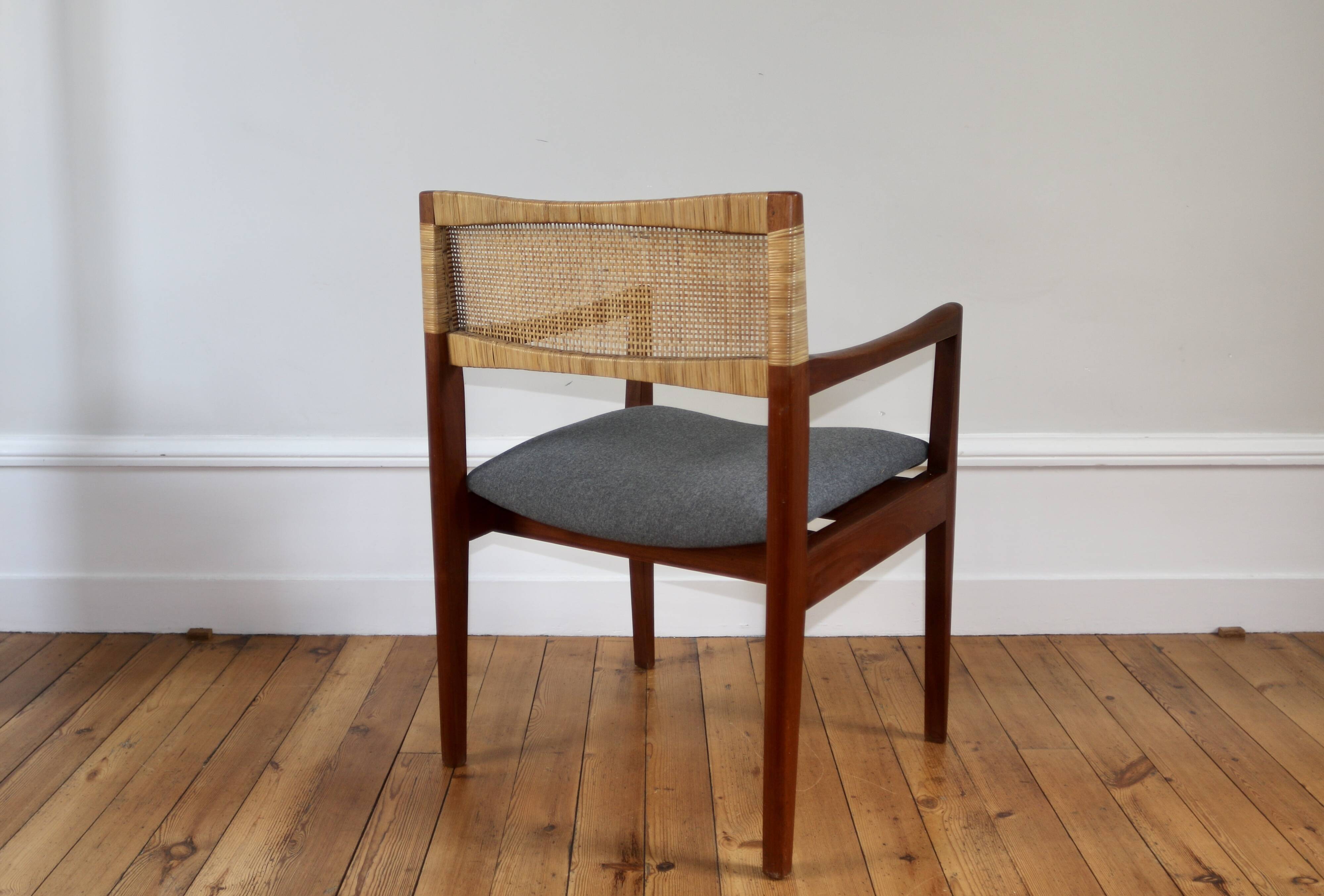 Fauteuil scandinave en teck et rotin, 1960