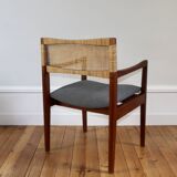 Fauteuil scandinave en teck et rotin, 1960